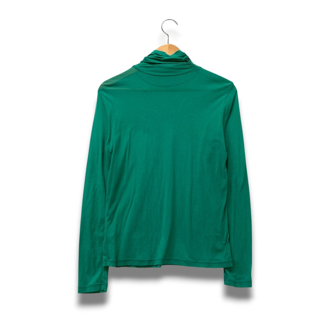 69c2 TOKUKO 1er VOL トクコプルミエヴォル ハイネック シアーカットソー ロングスリーブ トップス レディース 女性服 日本製 サイズ9 グリーン系 コットン100％u02t