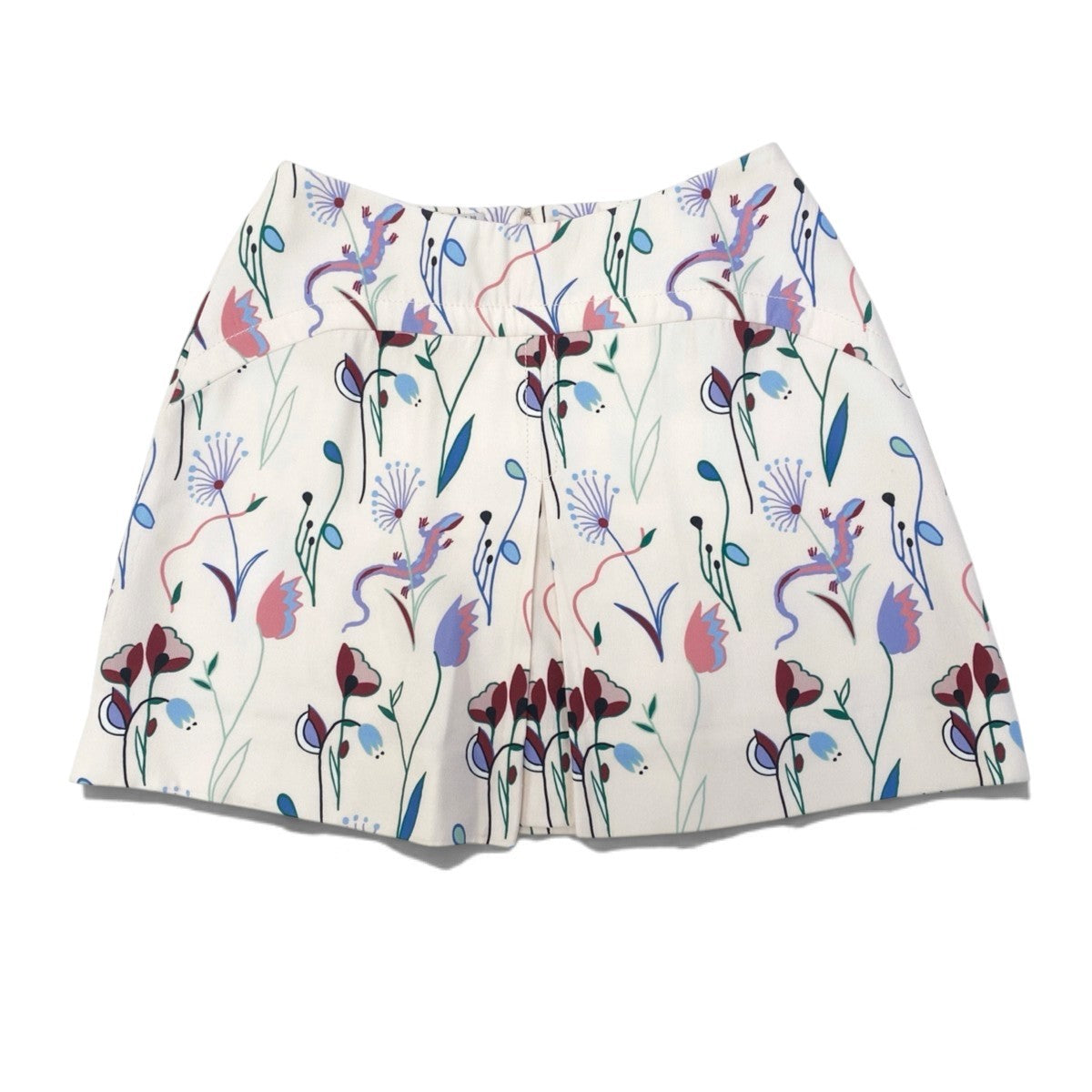 69j8 【美品】 miu miu ミュウミュウ フラワープリント ミニスカート 38 ベビーピンク レディースk02i