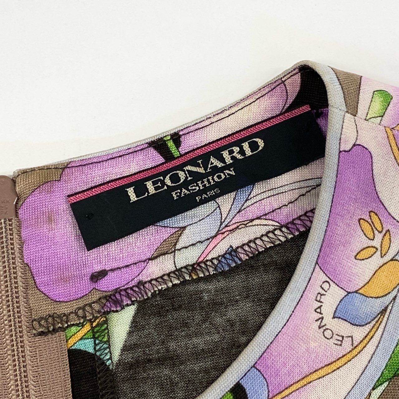 76i12 LEONARD レオナール 美しい花柄プリント ニットワンピース ロングワンピース L マルチカラー ウールシルク レディースu02t