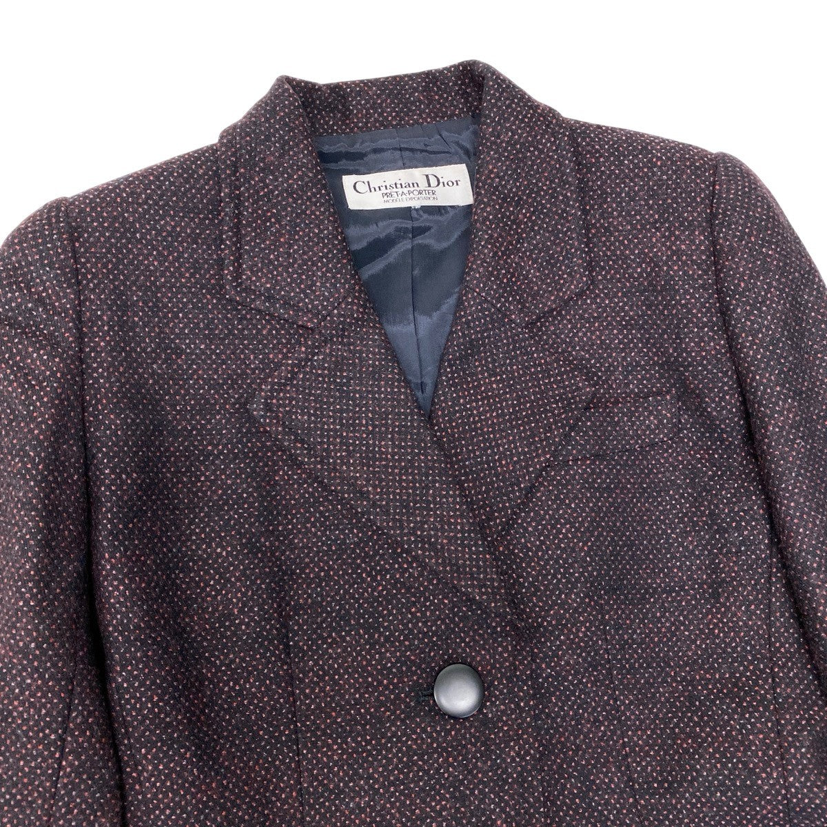 68h21 Christian Dior クリスチャンディオール テーラードジャケット ウールジャケット ブラック ボルドー レディースu02t
