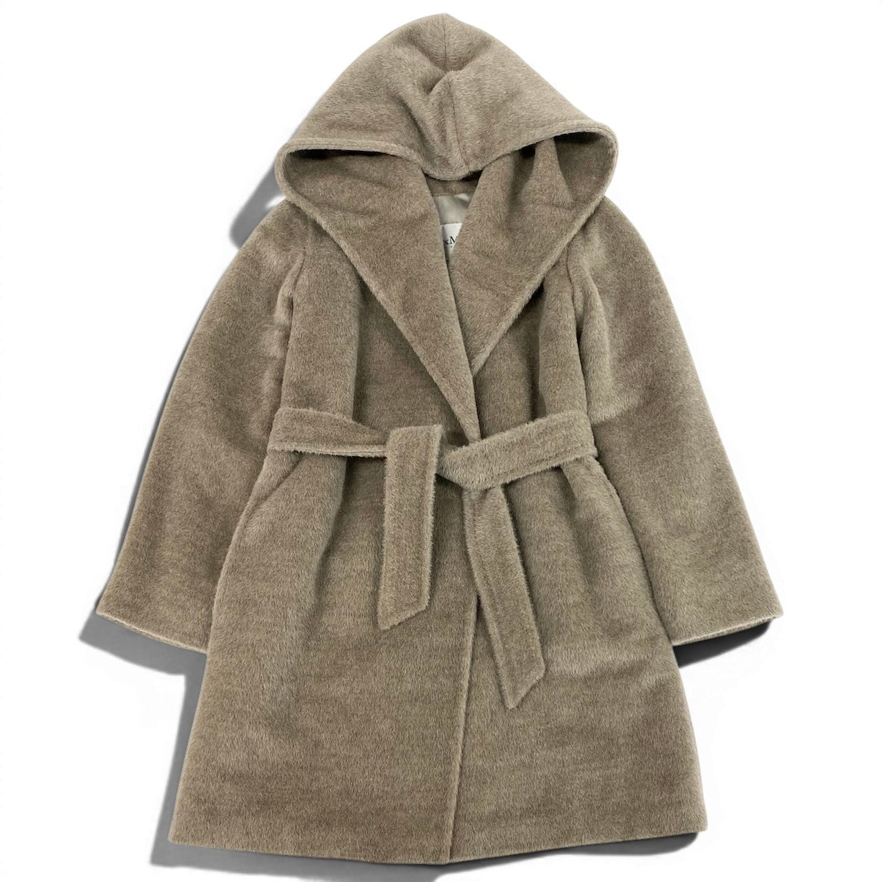 16e7【美品】Max Mara マックスマーラ フーディーアルパカシャギーコート アウター イタリア製 10861243 36サイズ ブラウン レディース 女性用t18r