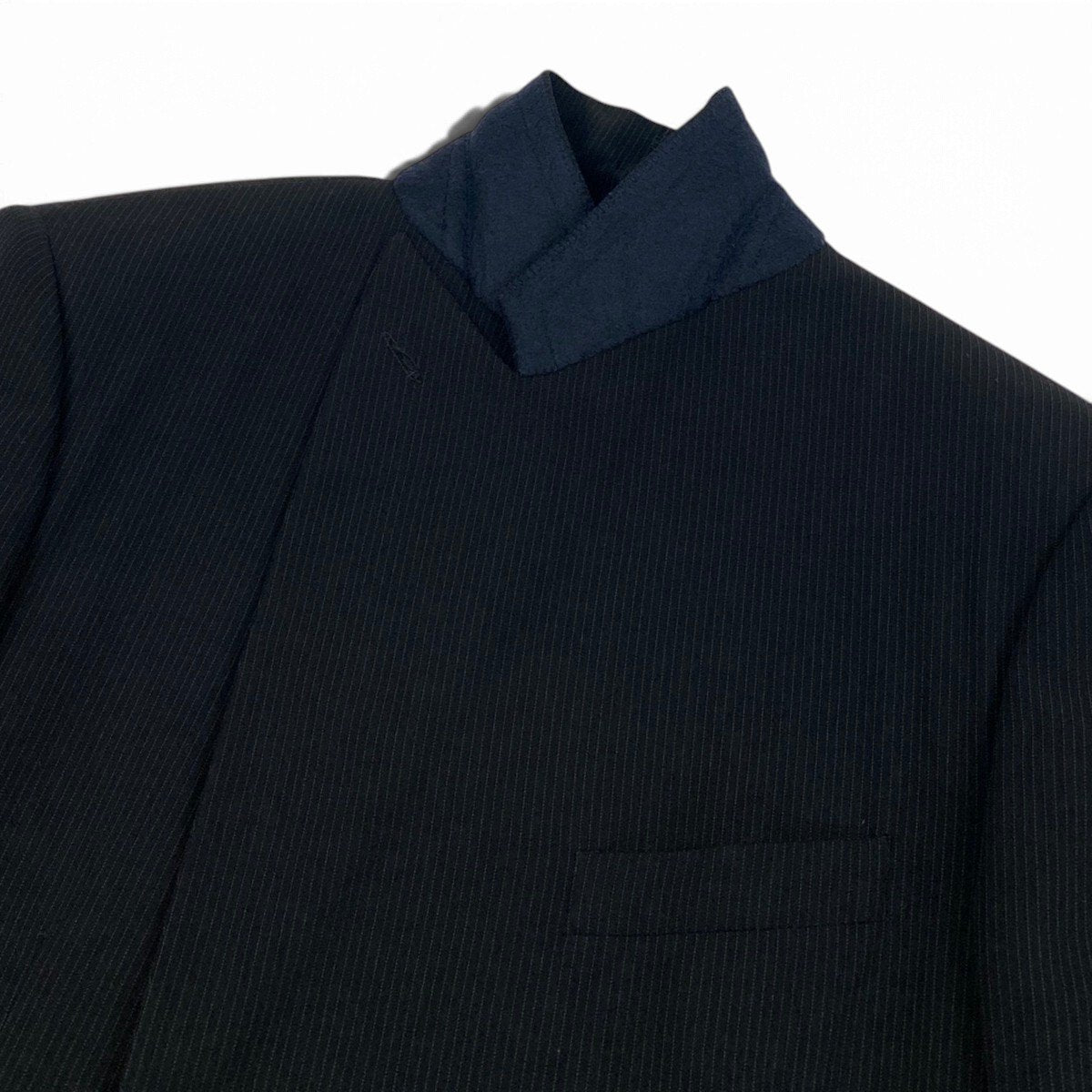 56j6 GIORGIO ARMANI ジョルジオアルマーニ BORGO21 ストライプ ダブル スーツ セットアップ サイズ48 ブラック フォーマルt18r