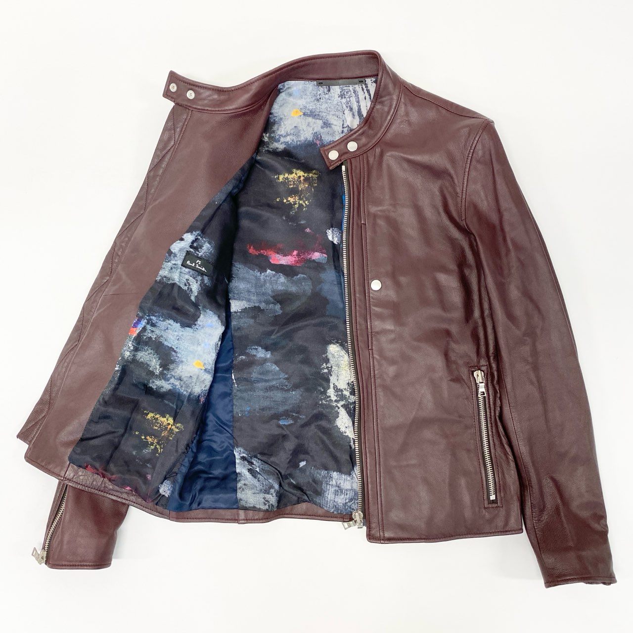 60i29 《美品》定価￥94.600 PS Paul Smith ポールスミス ゴートレザー シングルライダース ジャケット 386NLB L ワインレッド 山羊革 SINGLE RIDERSt18r
