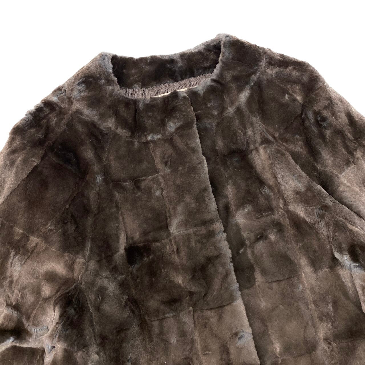 Ef8 MARNI マルニ ノーカラー ファージャケット サイズ40 イタリア製 ブラウン レディース 女性用u02t