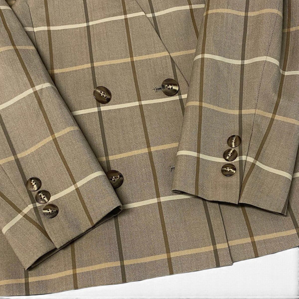 j29 【美品】Burberrys スカートセットアップ ジャケット スカート チェック柄  7ARサイズ ベージュ ウール100％ レディース 女性用u02t