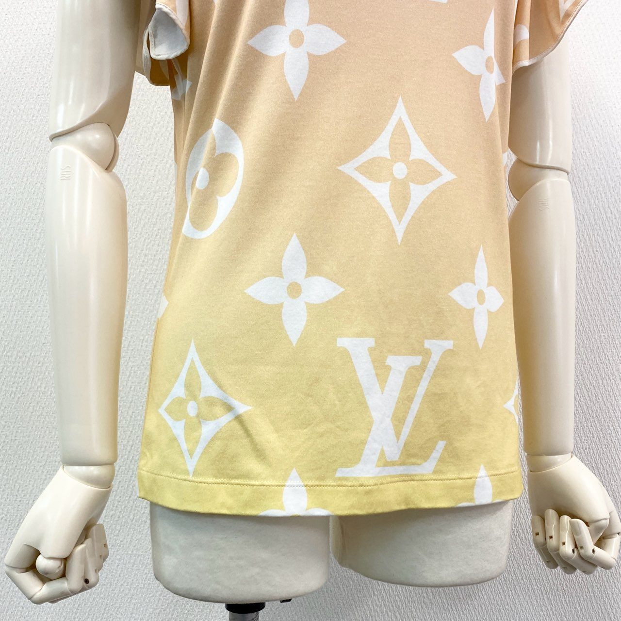 49k8 LOUIS VUITTON ルイヴィトン イタリア製 サンライズモノグラム グラデーションフラウンススリーブTシャツ RW212J DT1 FLTS01 M オレンジ コットン