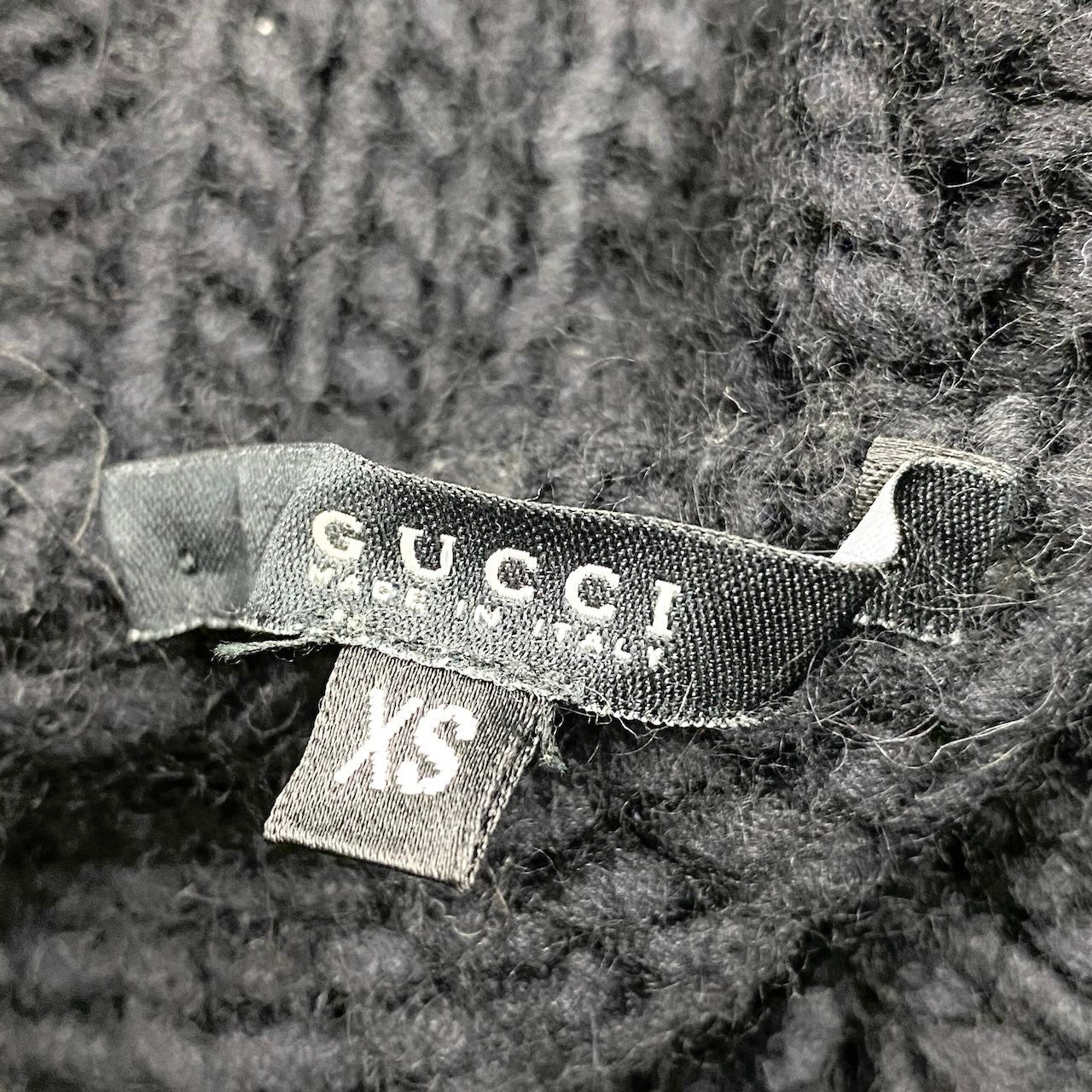 75e18 GUCCI グッチ ノースリーブニットセーター ローゲージ ハイネック イタリア製 XSサイズ ブラック レディース 女性用u02t