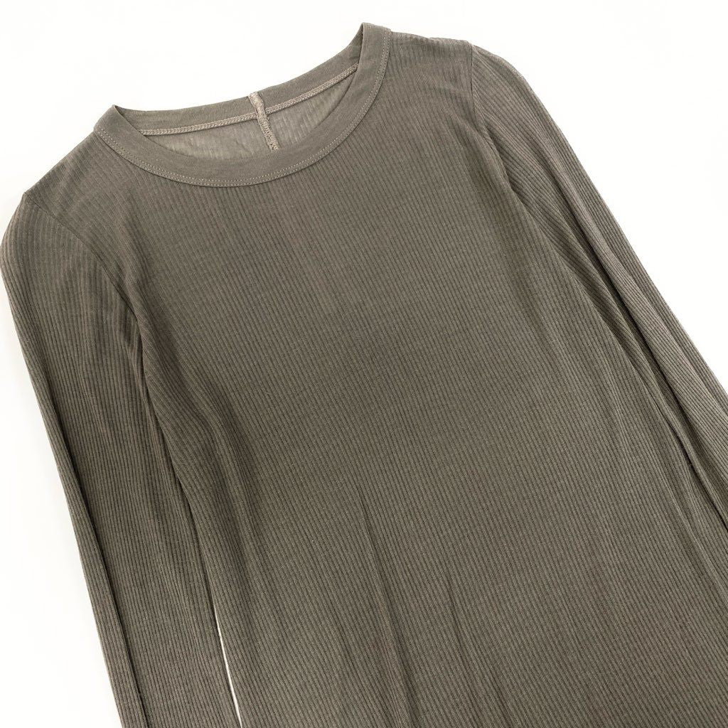 81L15 Rick Owens リックオウエンス FOGACHINE 22SS ロングカットソー RP01B4202 42 グレー リブトップ シルクブレンド Tシャツt18r