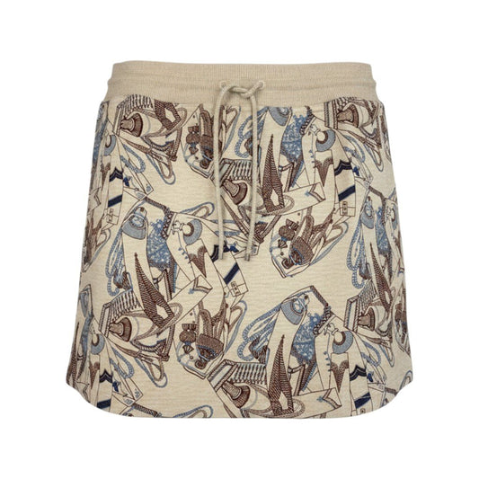 Eh11 【極美品】HERMES Zouares et Dragons ミニスカート 総柄 38サイズ ベージュ レディース 女性用k02i