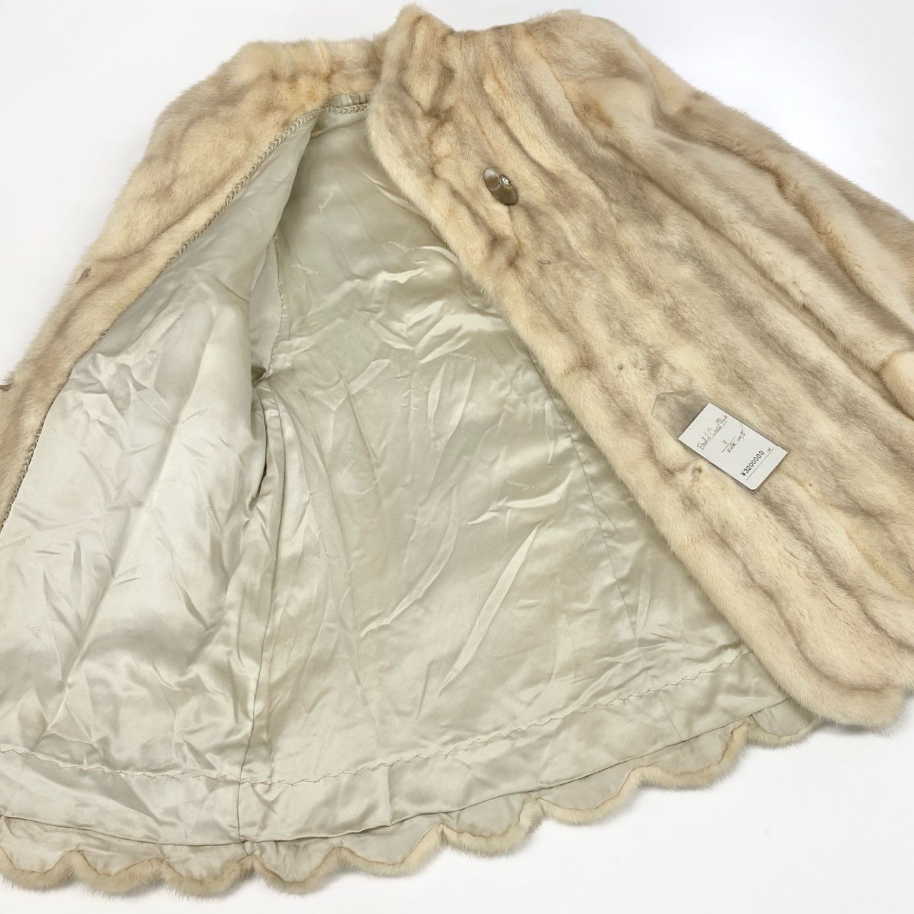 48k2《美品》定価320万 パステル クロスミンク リアルファー セミロングコート F 最高級本毛皮 希少デザイン MINK FUR COATt18r