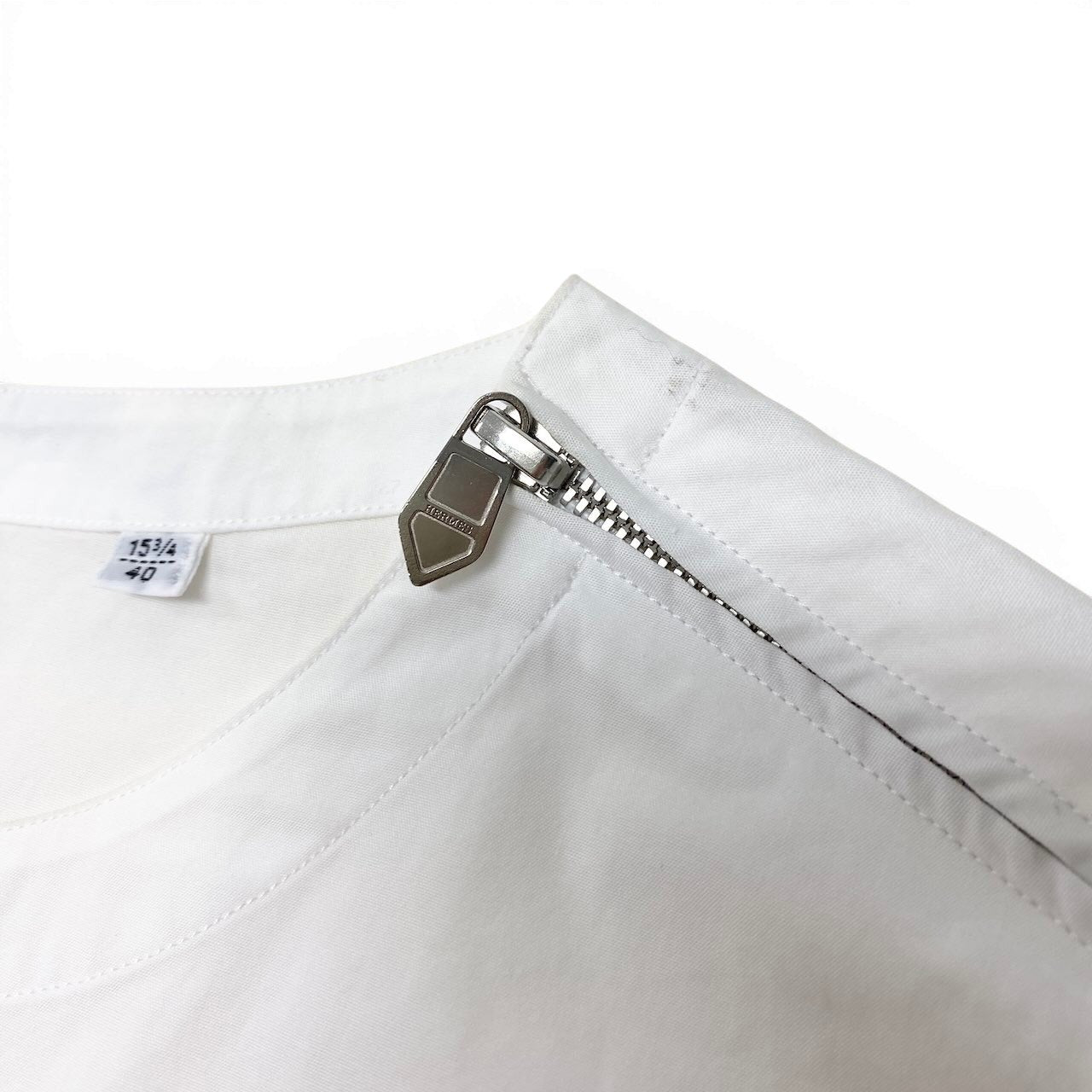 91g24 HERMES エルメス 半袖シャツブラウス コットンカットソー フランス製 15 3/4 40 サイズ ホワイト コットン100％ メンズ 男性用u02t