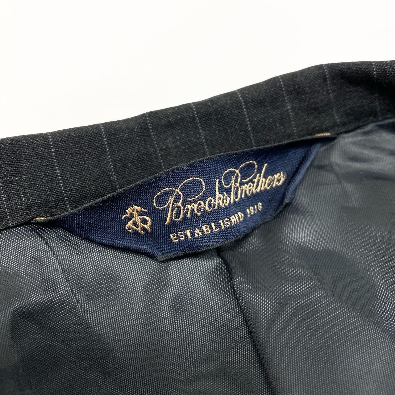 3k28 Brooks Brothers ブルックスブラザーズ セットアップスーツ シングル 3B ストライプ柄 背抜き ウール混 メンズ 紳士服 ビジネス 40REG ブラックu02t