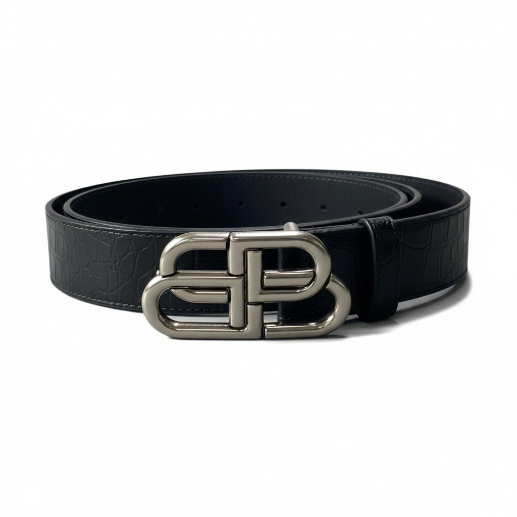 c4 《極美品》 BALENCIAGA バレンシアガ BB ラージロゴ クロコ型押し
