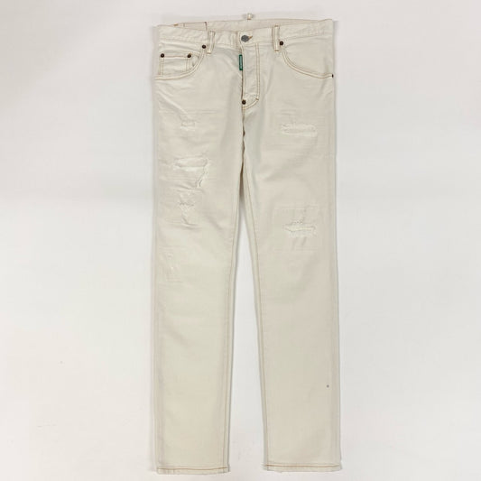 35i9 DSQUARED2 ディースクエアード イタリア製 SKATER JEAN ダメージ加工 デニムパンツ ボトムス  S78LB0061 50 Lサイズ ホワイト コットン メンズk02i