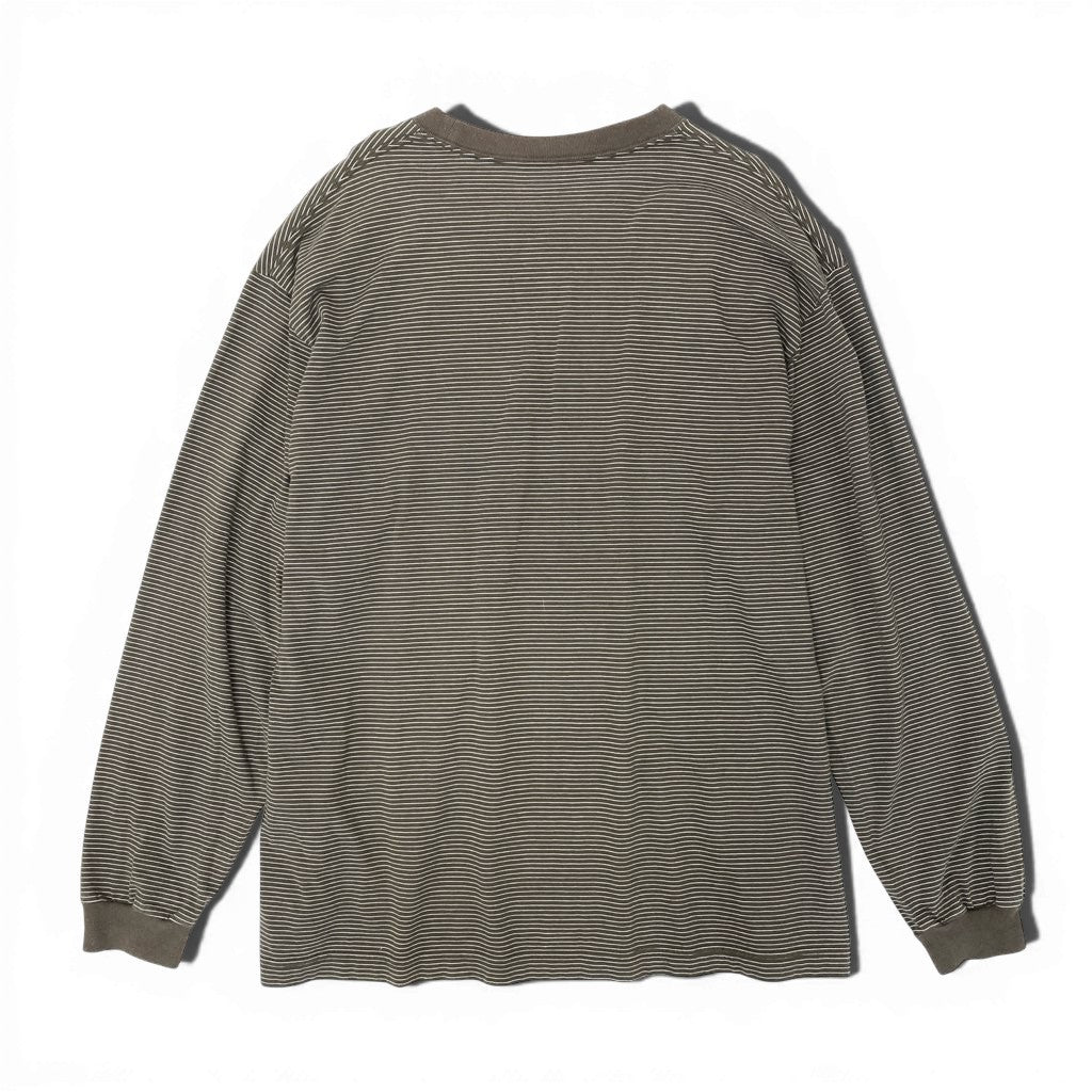 6l25【美品】The Ennoy Professional エンノイプロフェッショナル ピンボーダー ロングスリーブTシャツ ロゴ刺繍 AW21BRENCT01AM Lサイズ ブラウン コットン100％ レディースu02t