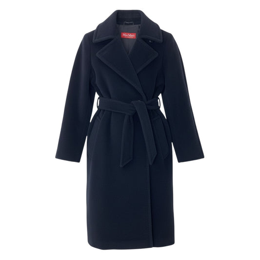 12i25 Max Mara マックスマーラ ウールコート アンゴラ混 ロングコート 裏地ブランドロゴ 34 ブラック レディース 女性用u02t