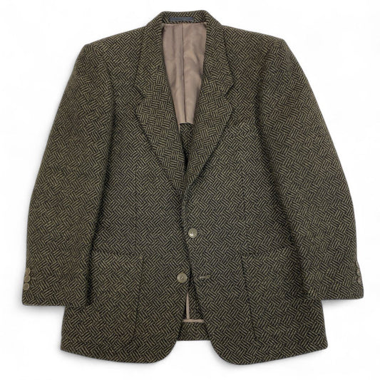 84k5 Yves Saint Laurent イヴサンローラン テーラードジャケット ブレザー ヘリンボーン VINTAGE C94 Lサイズ相当 ブラウン ウール メンズo07t