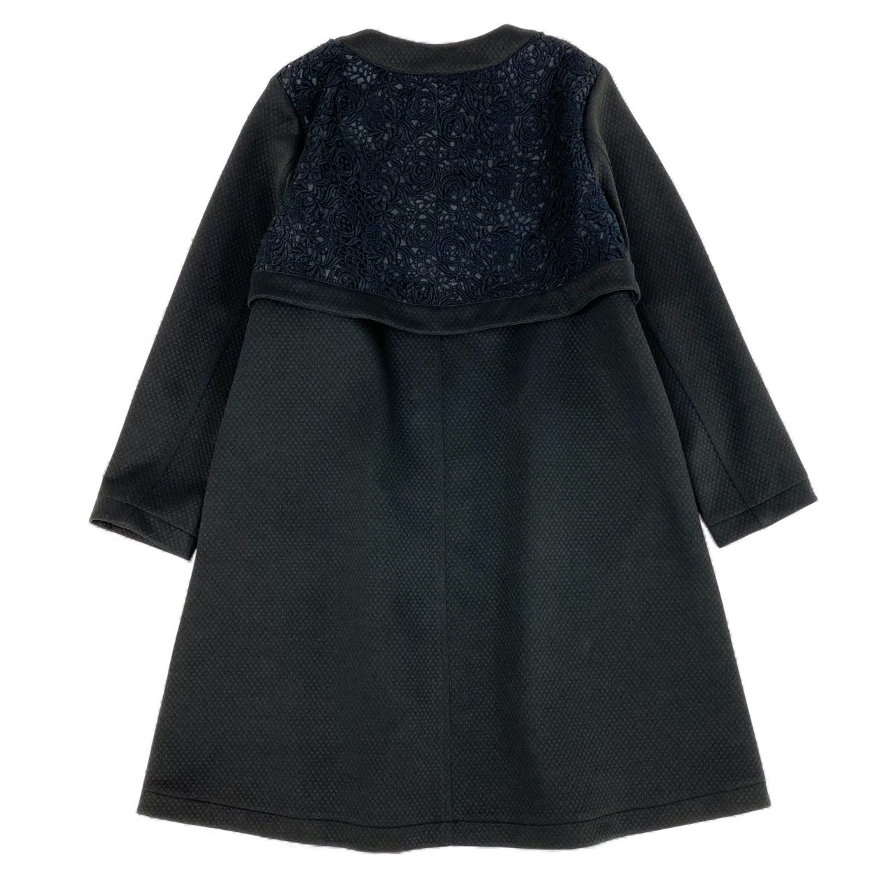 27L12 TOKUKO 1er VOL トクコプルミエヴォル ノーカラーコート ロングコート アウター レース刺繍 9 ブラック系 レディース 女性用u02t