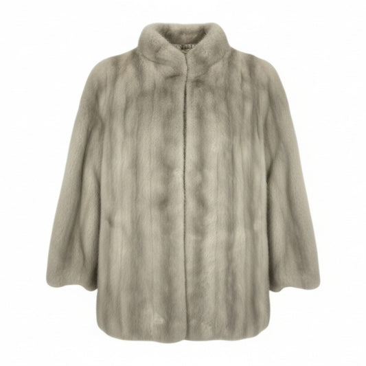 25L15 EMBA エンバ サファイアミンク ファーコート サイズF シルバーグレー 本毛皮 MINK FUR ポケット有t18r