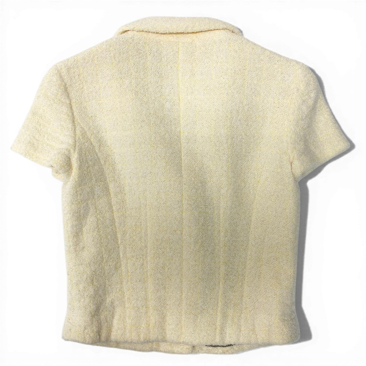 C CHANEL シャネル 2000 00I 半袖ツイードジャケット ショート丈ジャケット ココマークボタン パイル地 P15546V08710 36サイズ イエロー レディース 女性用nu1