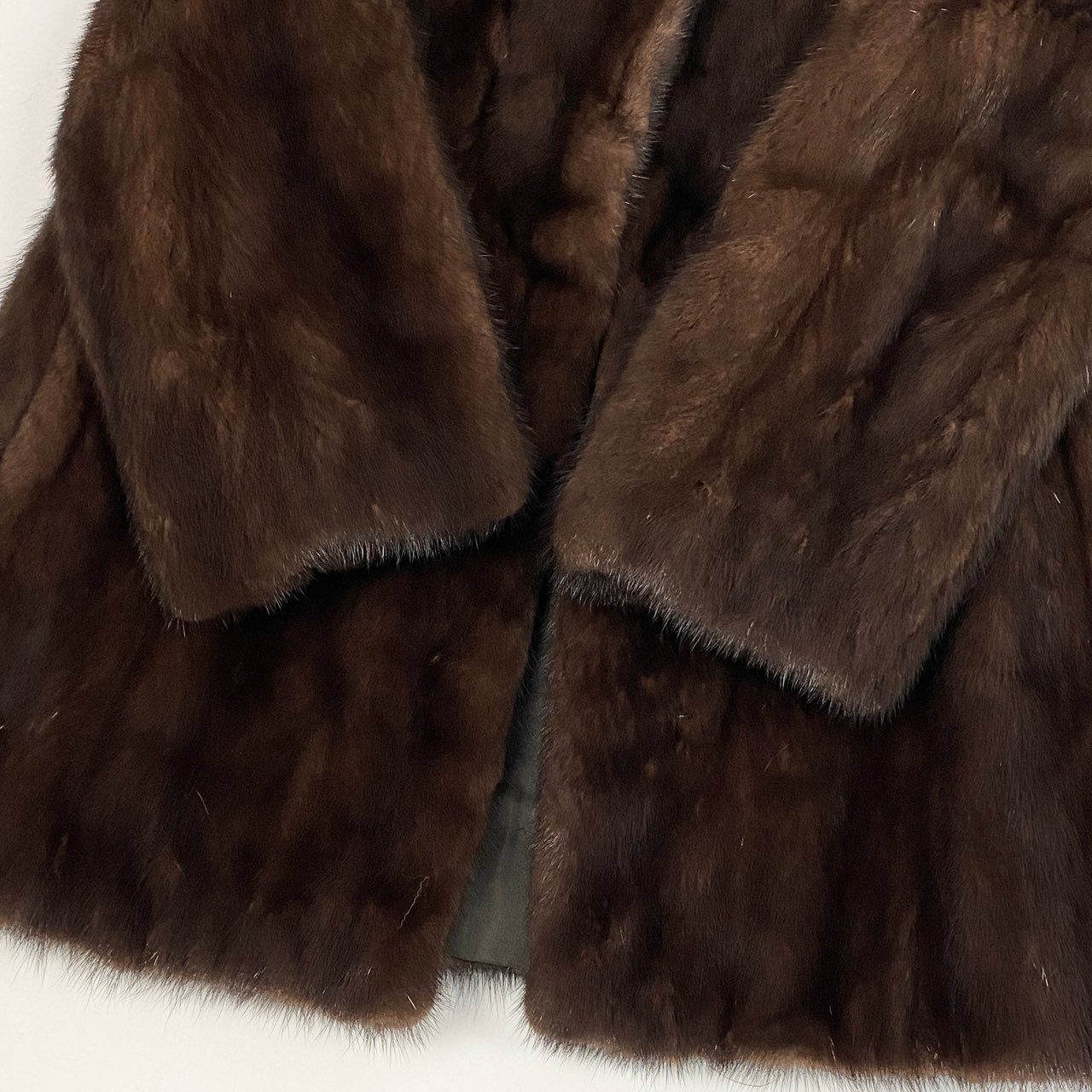 70l1《本毛皮》 デミバフミンク ミンクコート ハーフコート ミンクファー 裏地花柄 MINK FUR 9 ブラウン系u02t