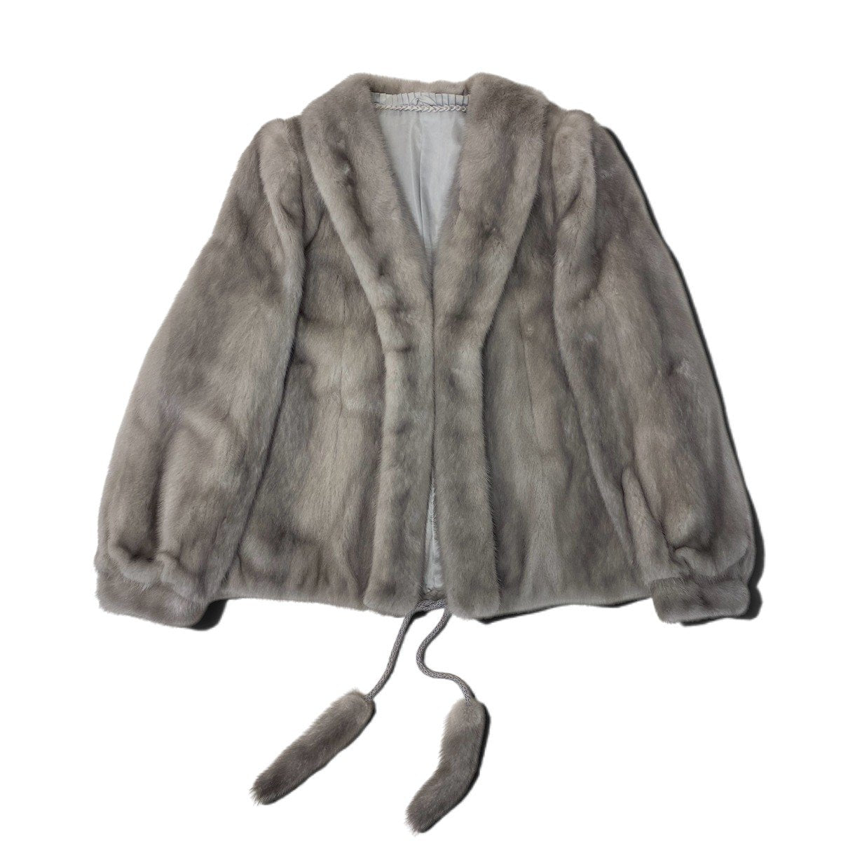 14i20 サファイアミンク ファーコート L シルバーグレー 本毛皮 Sapphire Mink Fur Coat リアルファー ドローコード付t18r