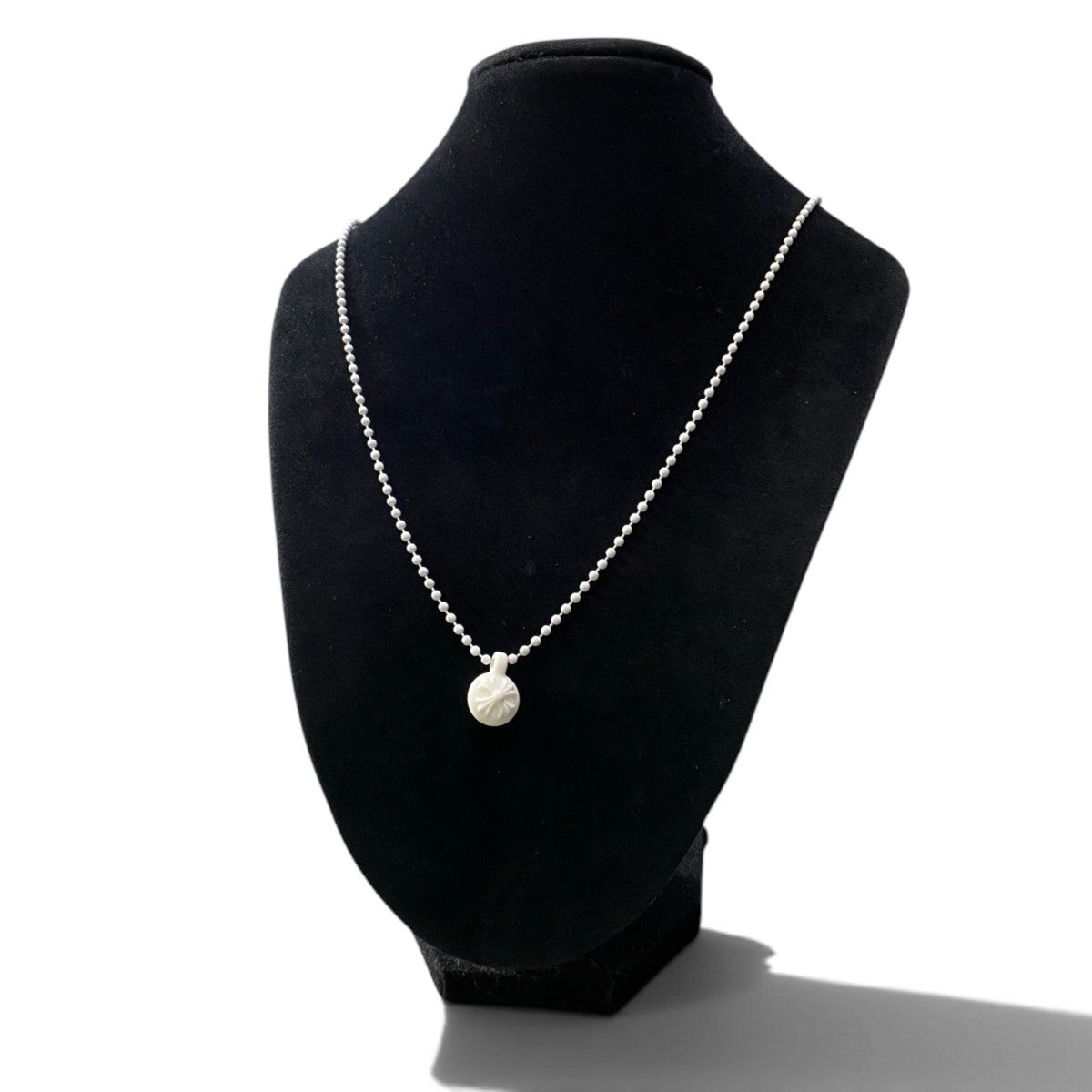 j4 CHROME HEARTS クロムハーツ CH クロスボール ラバーネックレス Cross Ball Pendant Necklace ホワイト レシート付属t18r