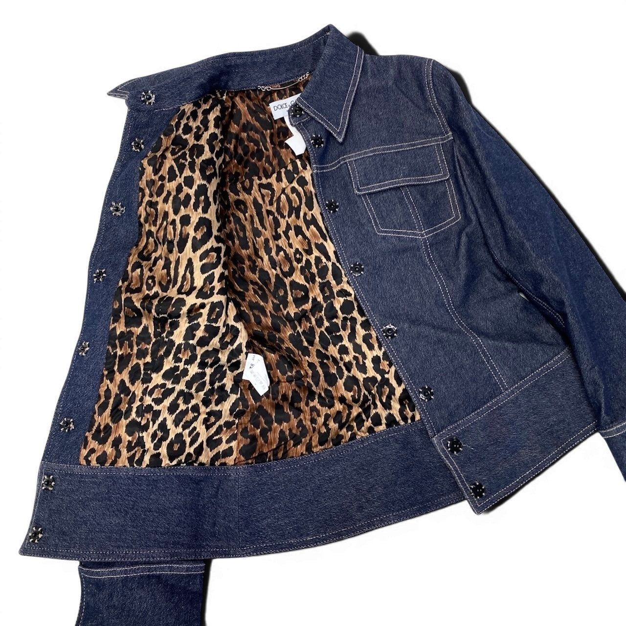 Ef9 DOLCE＆GABBANA デニムジャケット シャツジャケット レオパード イタリア製 38サイズ インディゴ レディース 女性用u02t