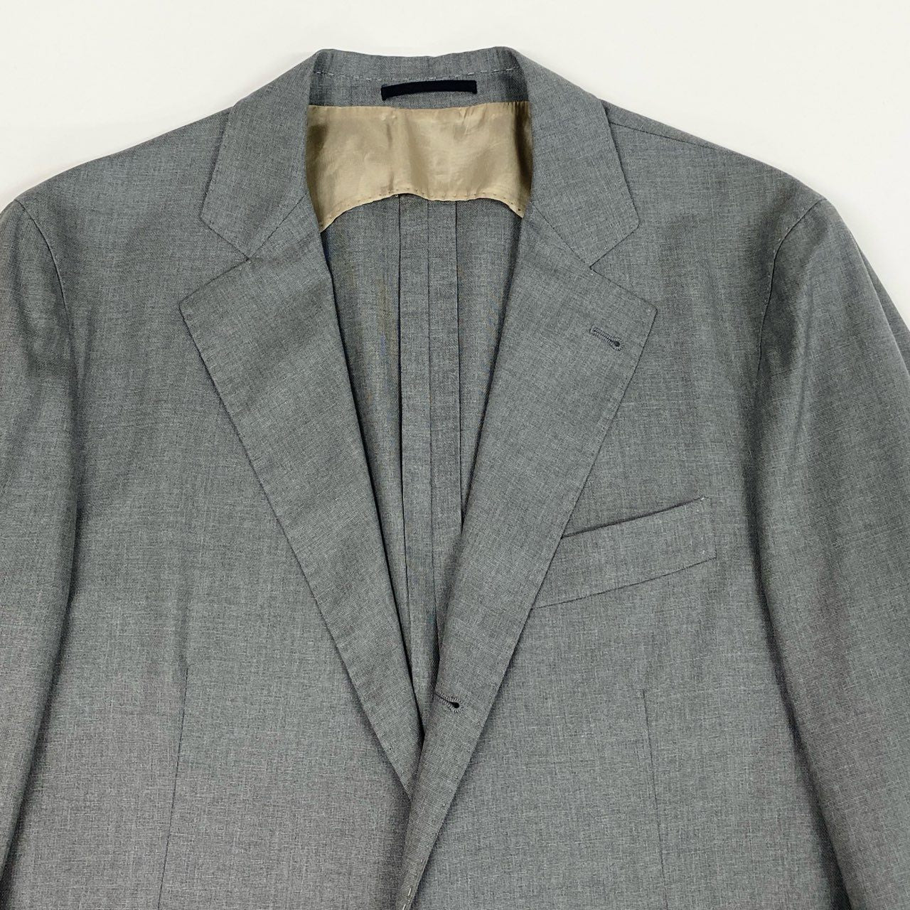 36b9《美品》 BRUNELLO CUCINELLI ブルネロクチネリ 3Bアンコンジャケット テーラードジャケット 48 グレー ウールシルク メンズk02i