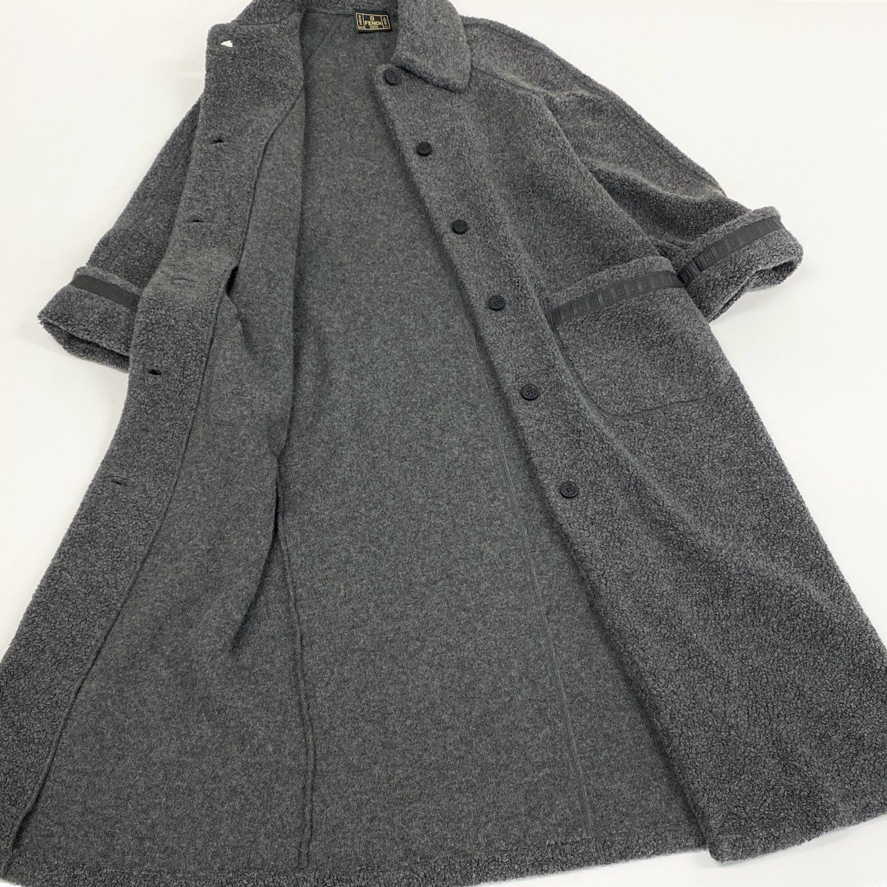 1L24 Vintage Fendi Jeans Karakuru ヴィンテージ フェンディ ジーンズ Boa Coat ボアコート ロングコート Size 42 レディース 女性用k02i