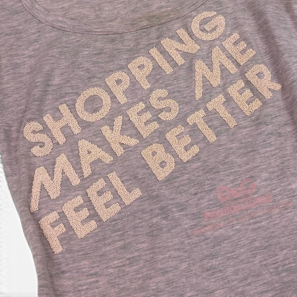 i21 D＆G DOLCE＆GABBANA 2004SS 半袖Tシャツ ”Shopping Makes Me Feel Better” トップス 38サイズ ピンク系 レディース 女性用u02t