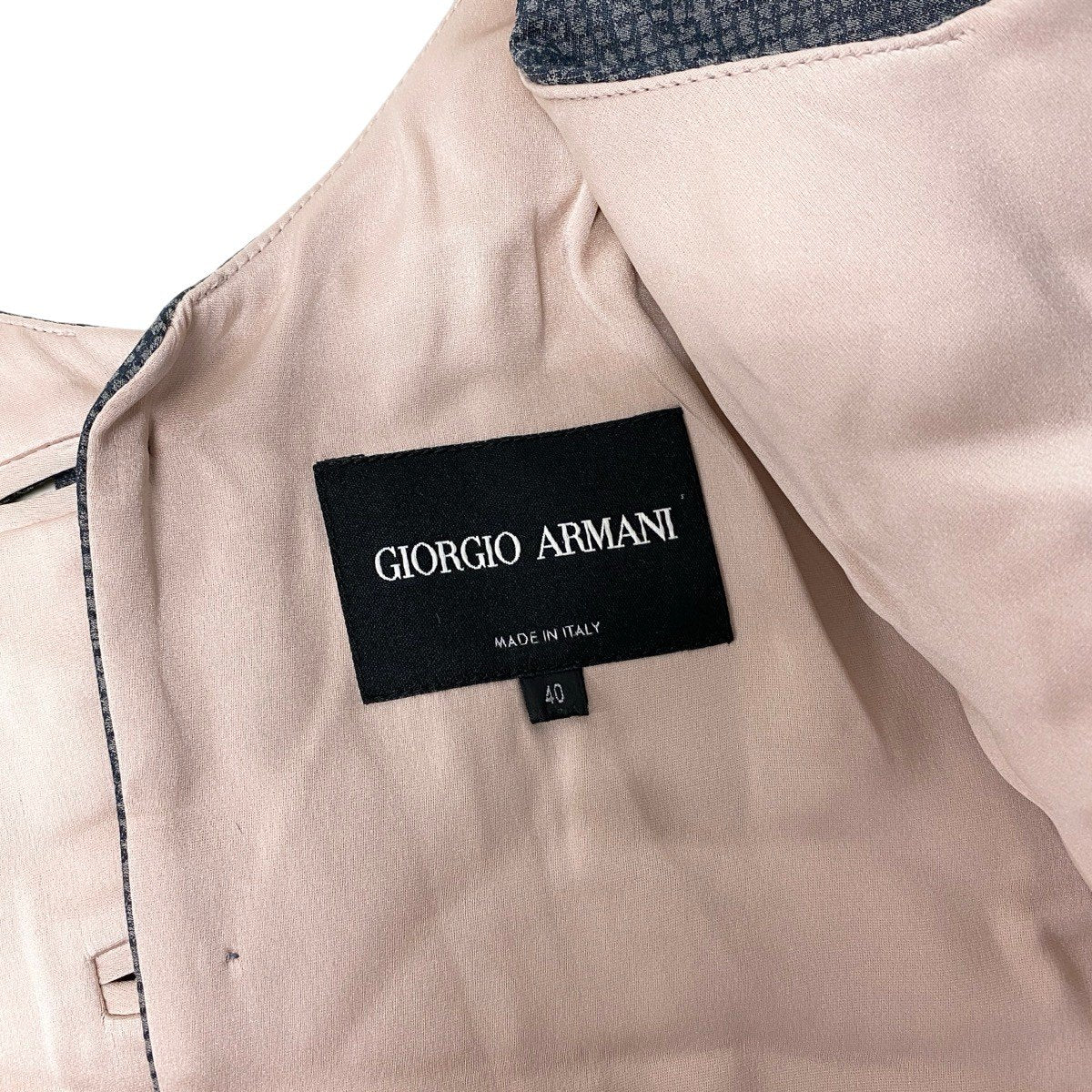 68h18 GIORGIO ARMANI ジョルジオアルマーニ フルジップ ノーカラージャケット ウールシルク混 サイズ40 グレー レディースu02t