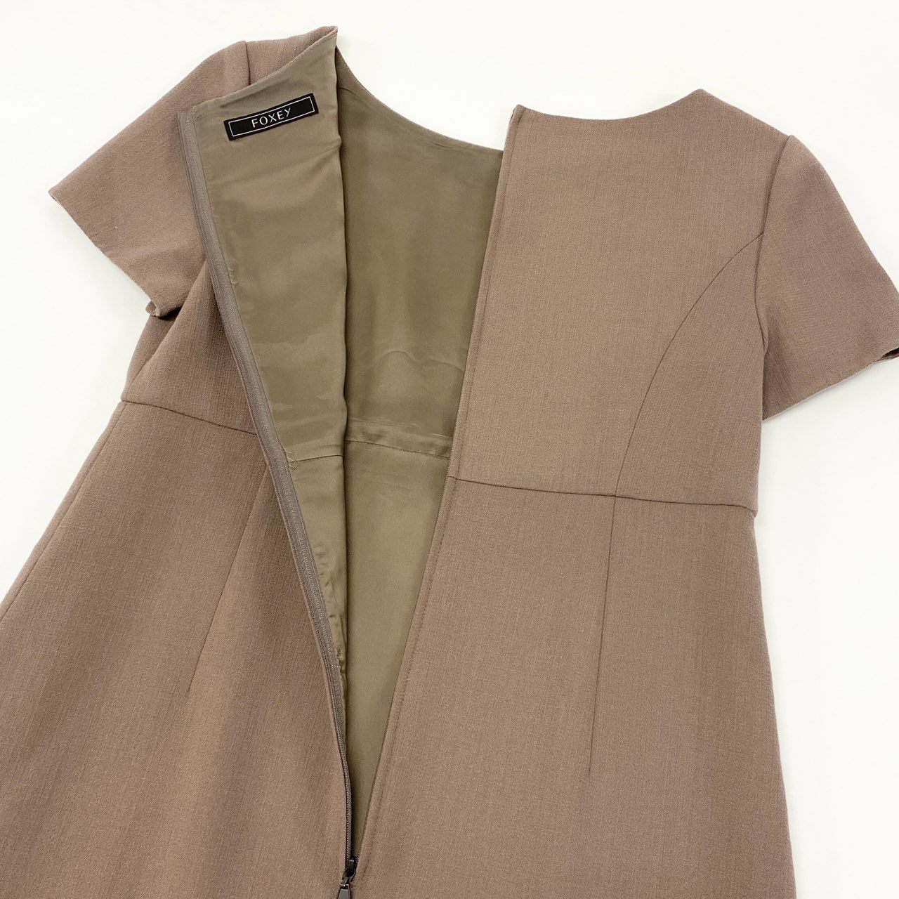 17k9 FOXEY BOUTIQUE フォクシー ブティック Savarin 半袖ワンピース ドレス 日本製 41454 40 ブラウン系 レディースo07t