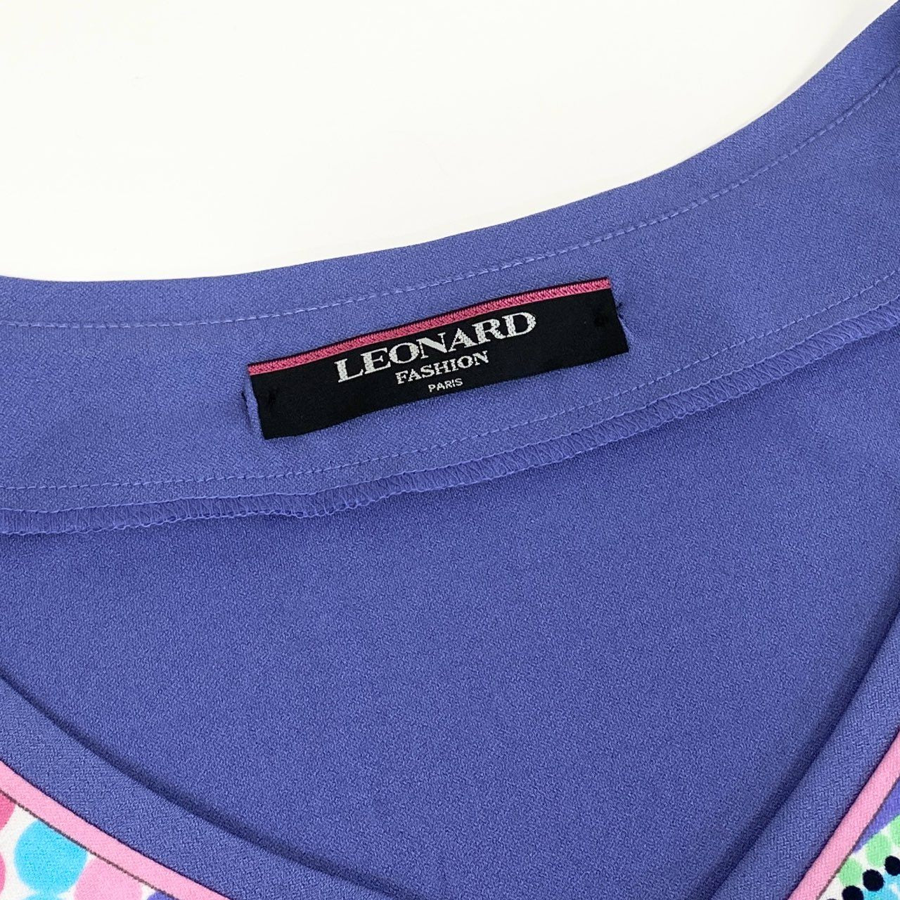 12b20 LEONARD レオナール カンカン素材 半袖ワンピース ロングワンピース 美しい花柄プリント L パープル レディースu02t