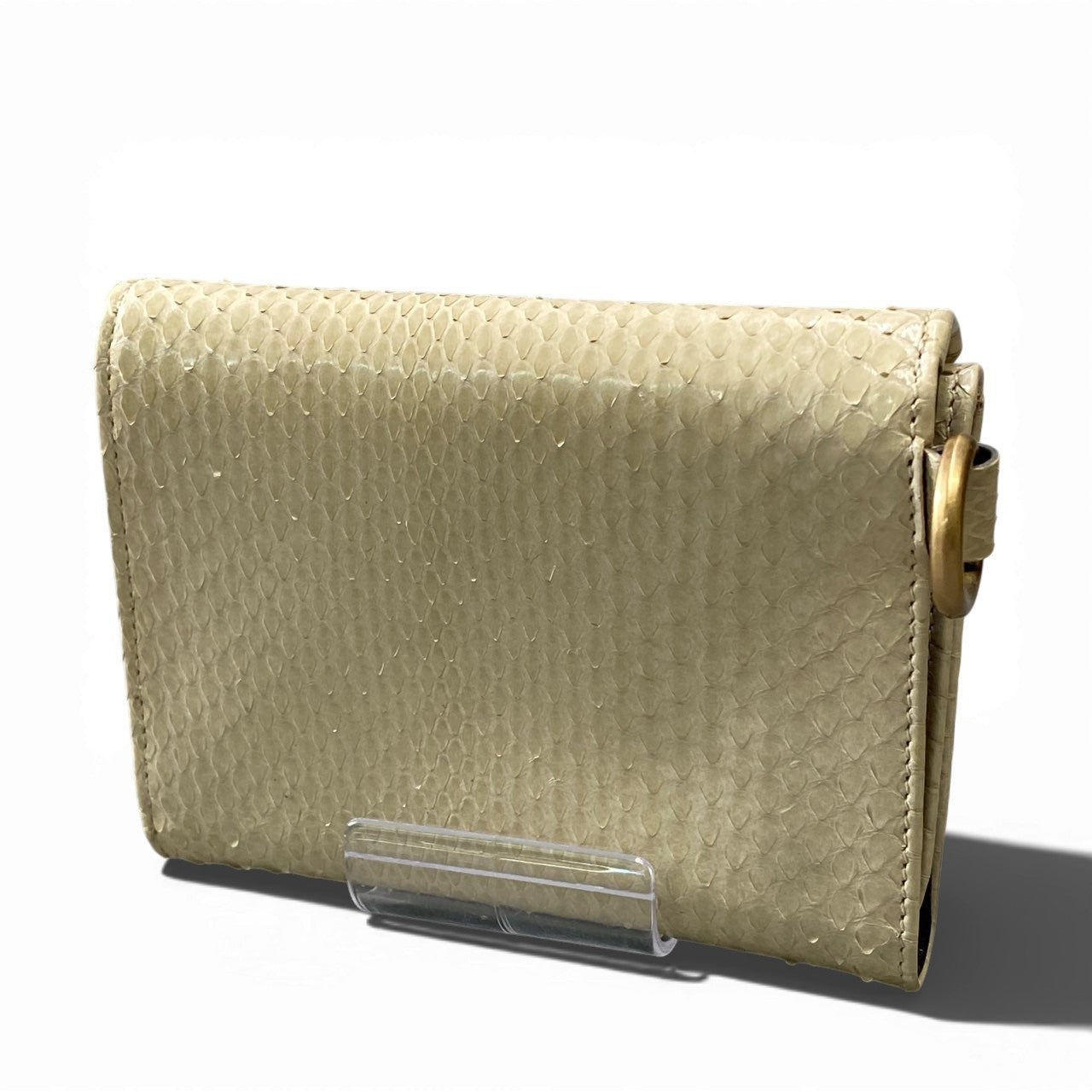 a5 DOLCE&GABBANA ドルチェアンドガッパーナ 三つ折り財布 ウォレット DGロゴ チェーン付き ベージュ ゴールド レザー レディースk02i