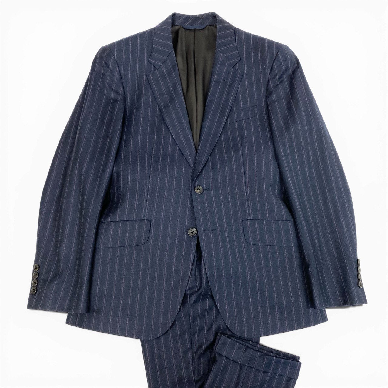 22a23 Paul Smith COLLECTION ポールスミス コレクション ゼニア生地 シングルスーツ セットアップ M ネイビー ストライプ ウール メンズu02t