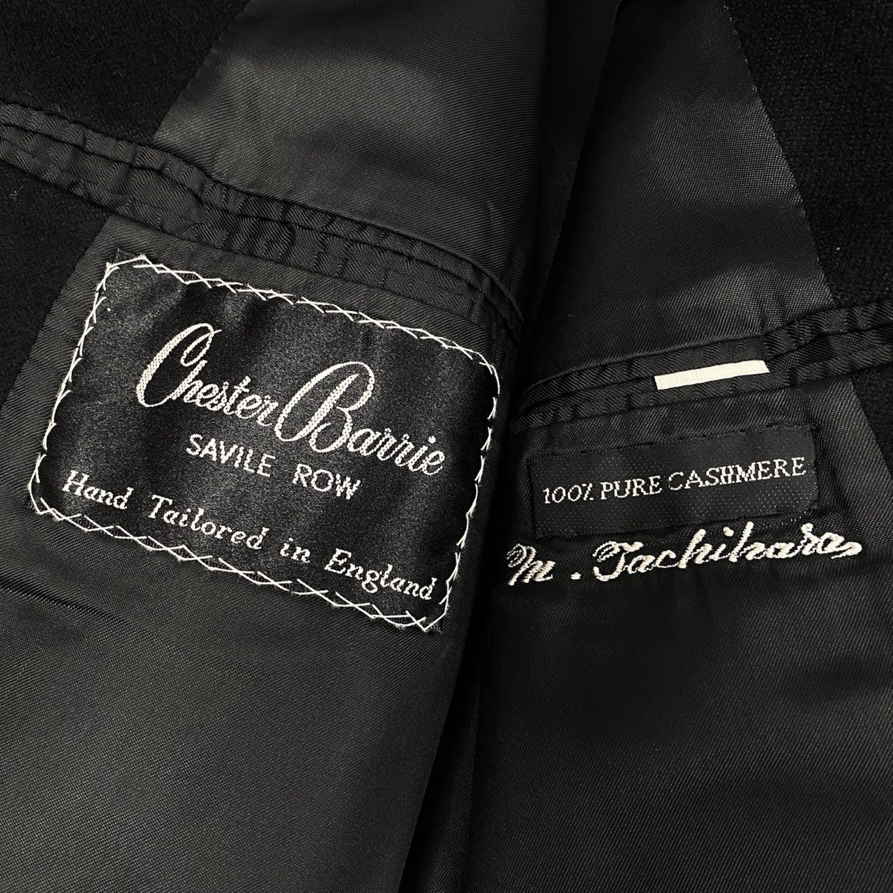 25L12 英国製 Chester Barrie チェスターバリー vintage 総カシミア チェスターコート ロングコート アウター ブラック カシミヤ100 メンズ 男性用 サヴィルロウu02t