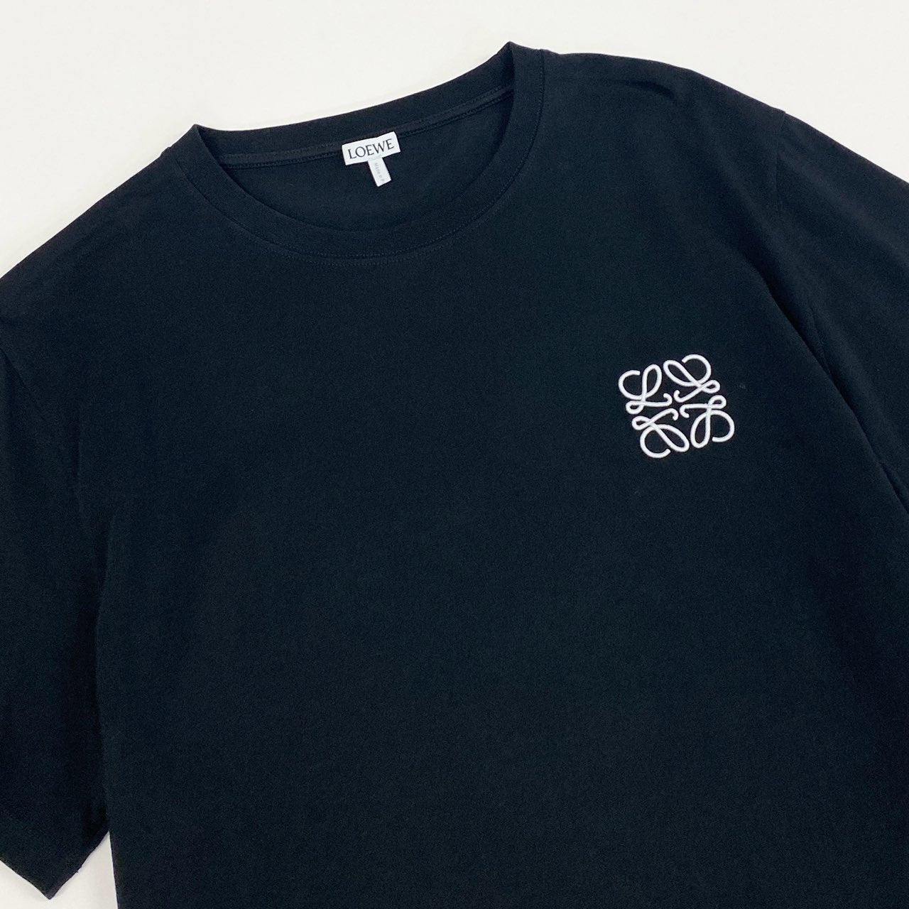 b23 LOEWE ロエベ アナグラム コットンTシャツ サイズL ブラック カットソー ロゴ刺繍 Logo Teet18r