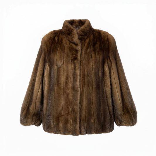7a27 Partina パルティナ デミバフミンク ファーコート サイズF ブラウン 本毛皮 Mink Fur Coatt18r