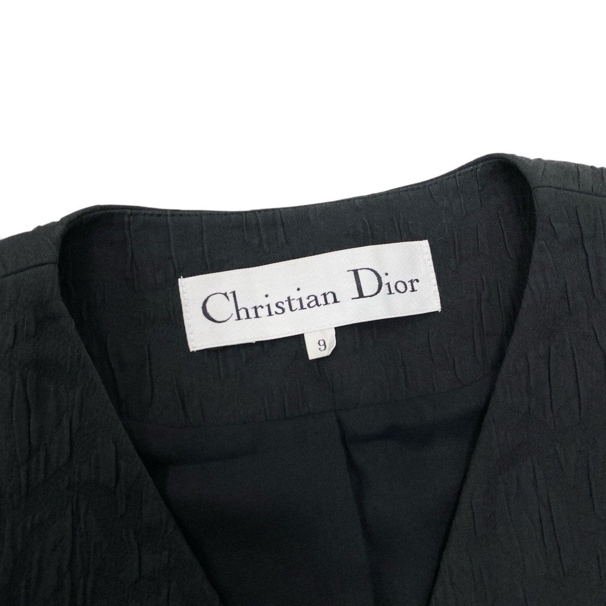 76i2 Christian Dior クリスチャンディオール セットアップ スカートスーツ ノーカラー 半袖ジャケット ダブルブレスト サイズ9 ブラック レディースo07t