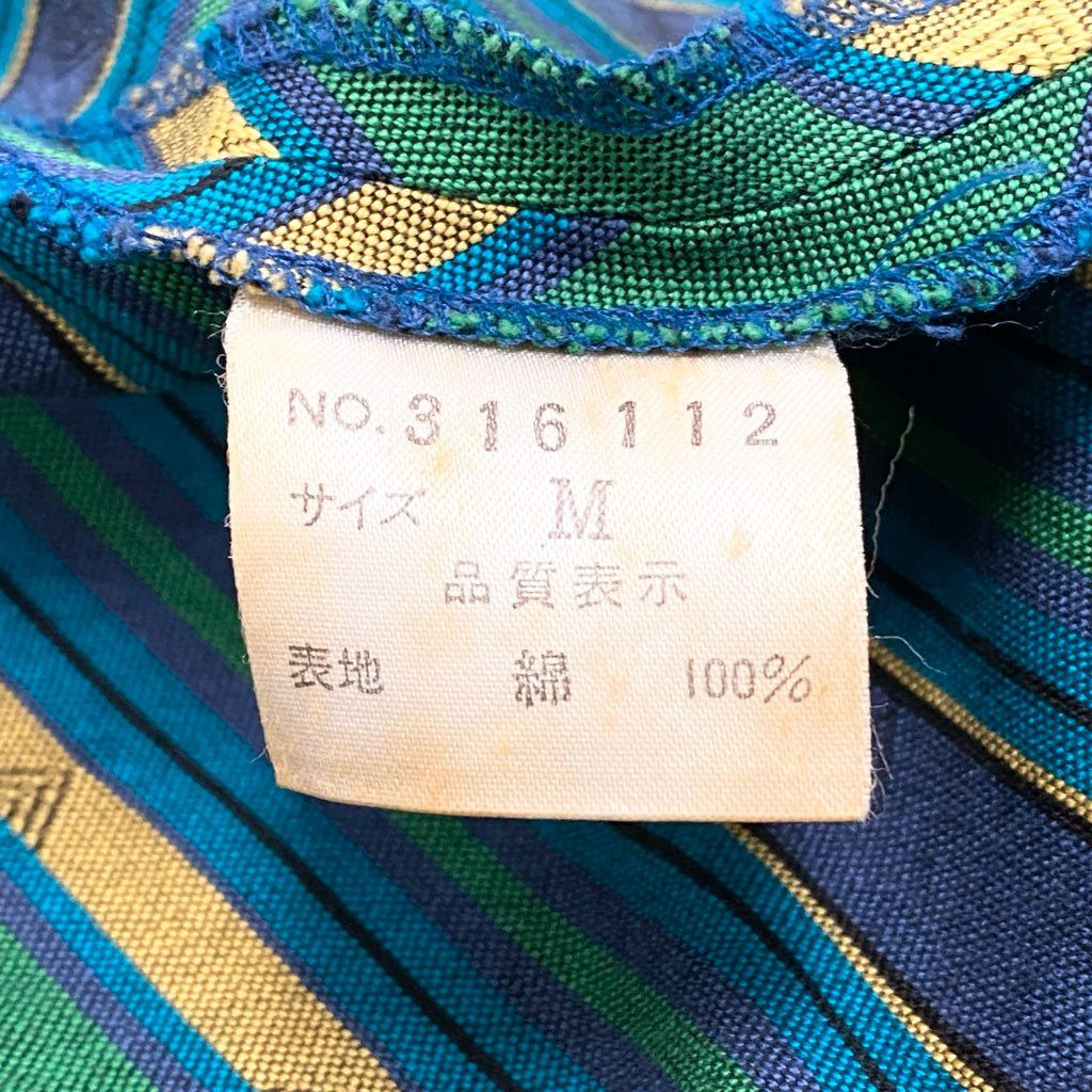 66a12 KENZO ケンゾー vintage ヴィンテージコ ロングコート ガウンコート カシュクール ストライプ柄 羽織 レディース M マルチカラー コットン100％u02t