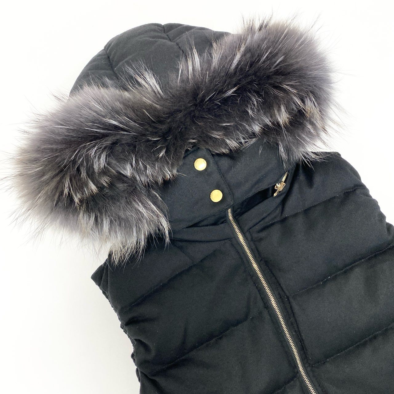 66k11 TATRAS タトラス ルセラ ラクーンファー ダウンベスト LTA19A4572 2 ブラック アウター フード付きt18r