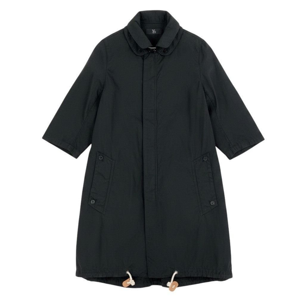 Ae25 Y`s ワイズ YOHJI YAMAMOTO ヨウジヤマモト ダブルジップ コートブルゾン 薄手 アウター サイズ2 ブラック コットン100％ レディースta1