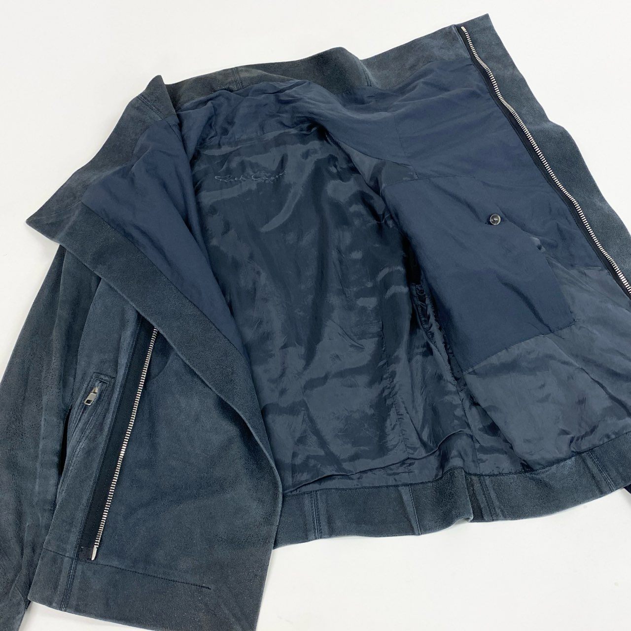 Ac2 Rick Owens リックオウエンス 2014SS ライダースジャケット レザージャケット 短丈 サイズ40 ネイビー系 レディース アウターk02i