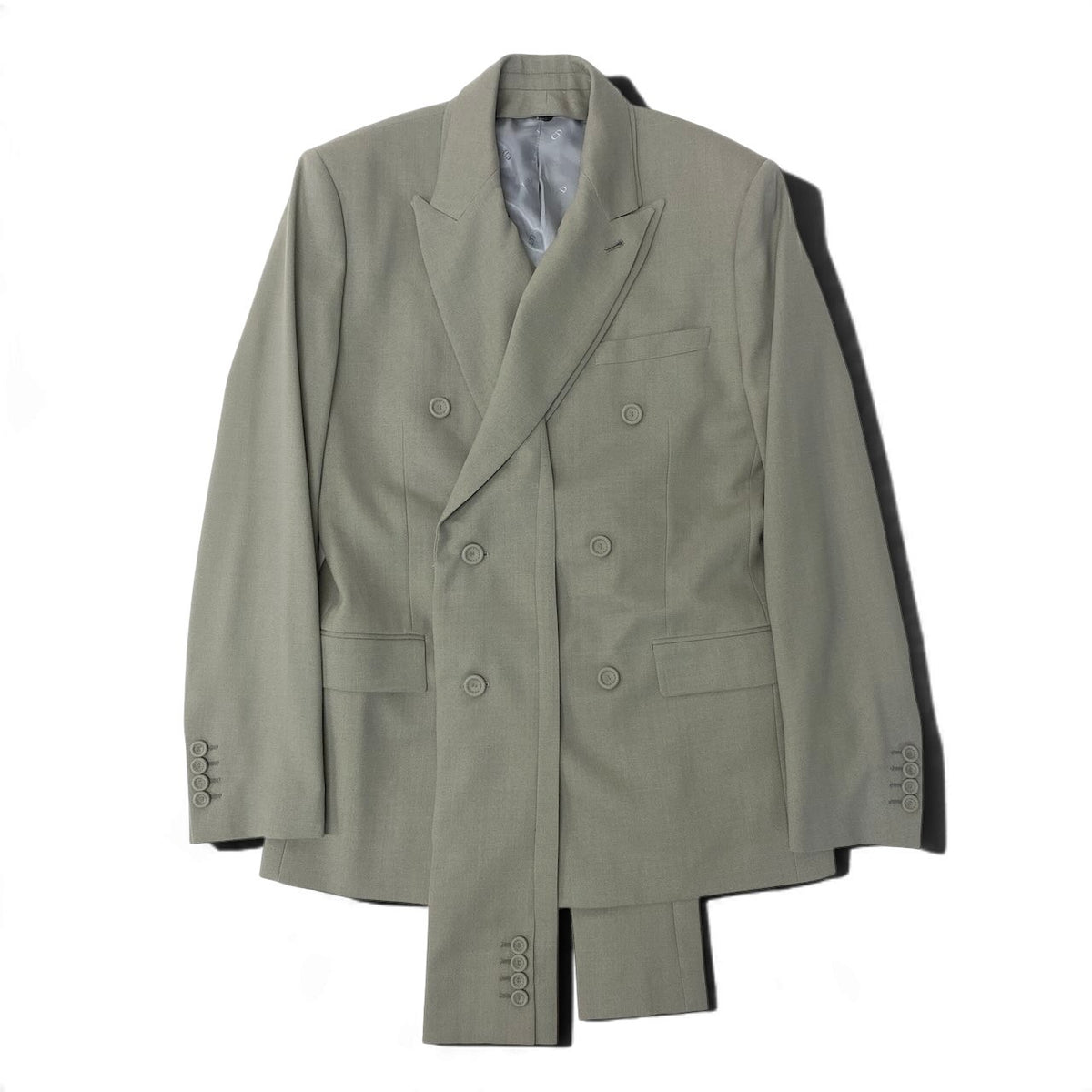 48j16【極美品】 DIOR HOMME ディオール オム ダブルブレスト テーラードジャケット スカーフ付 2way サイズ48 グリーン系 ウール100％ メンズu02t