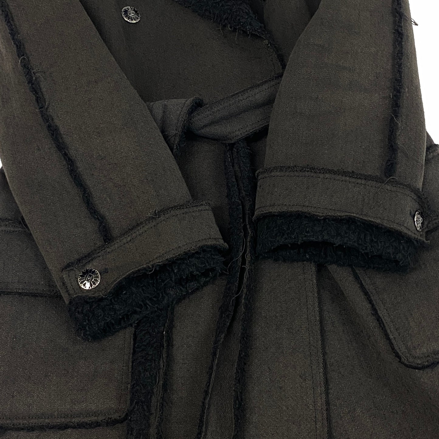 Ch28 CHANEL シャネル 06A ココボタン カットオフ トレンチコート 06A Frayed-Edge Trench Coat P29495 size 38 ダークグレーt18r