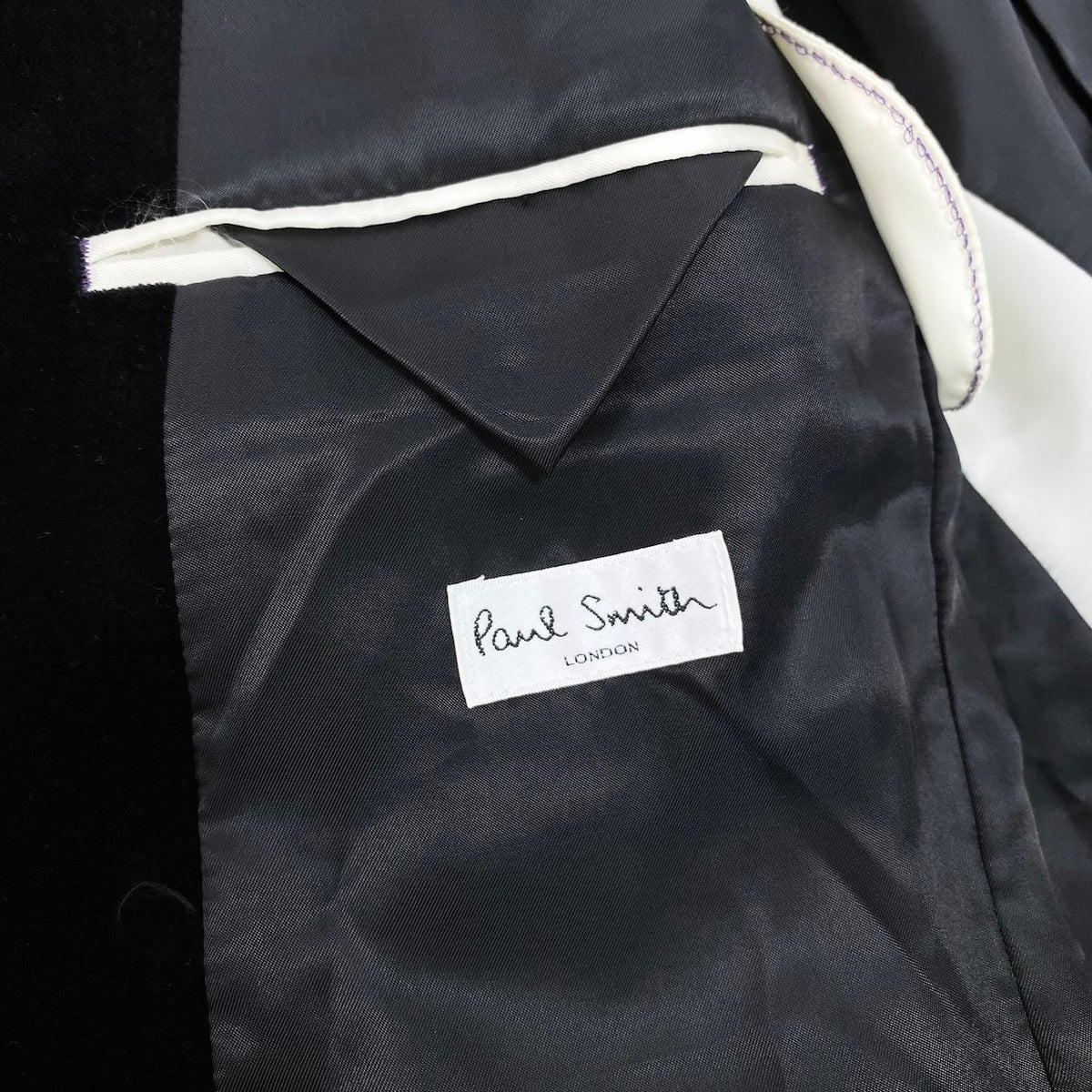 26j20 【美品】 Paul Smith LONDON ポールスミス ベロア ジャケットコート アウター サイズL ブラック メンズ 紳士服u02t