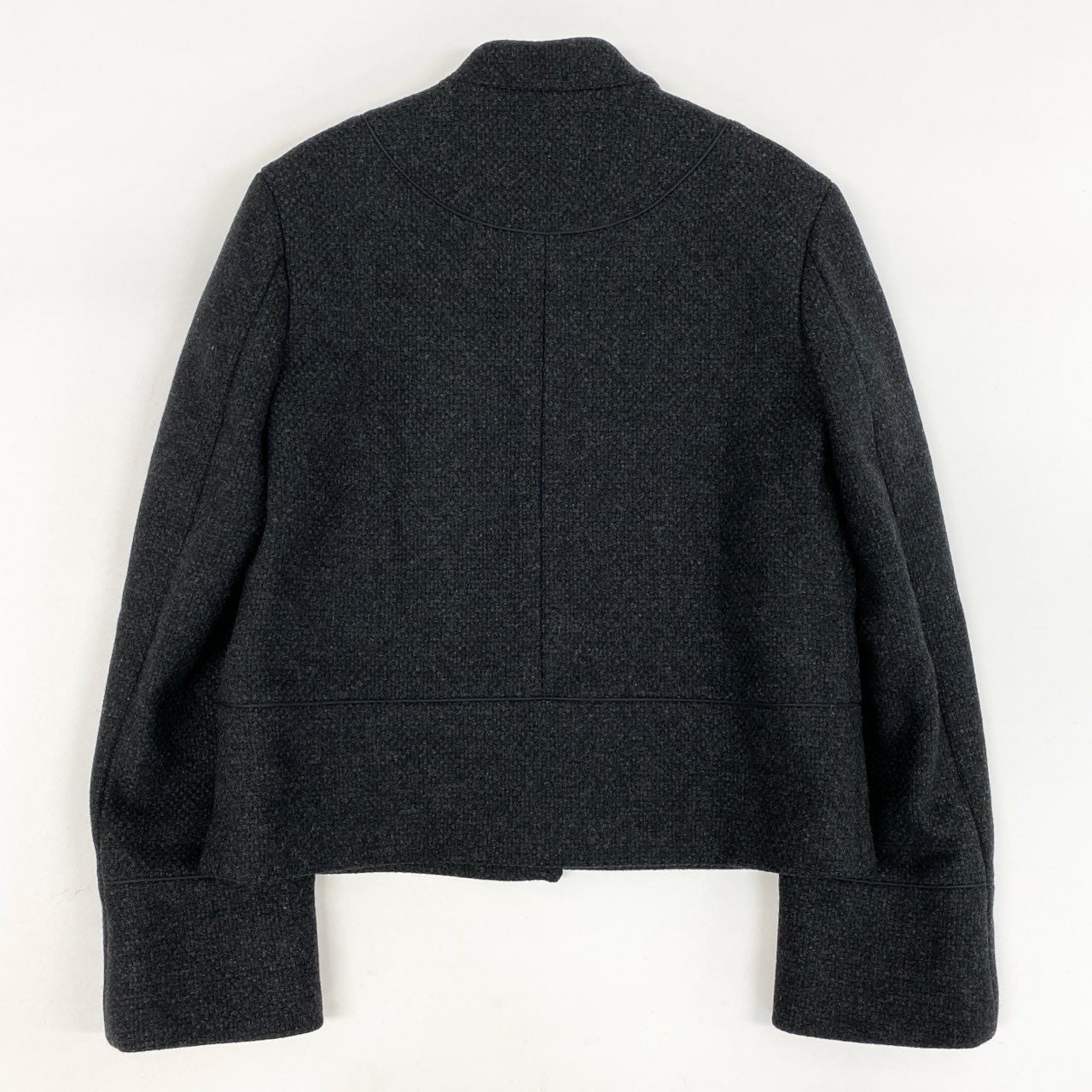 86i11 LOUIS VUITTON ルイヴィトン フランス製 ウール ツイードジャケット アウター 36 ブラック グレー Wool レディースo07t