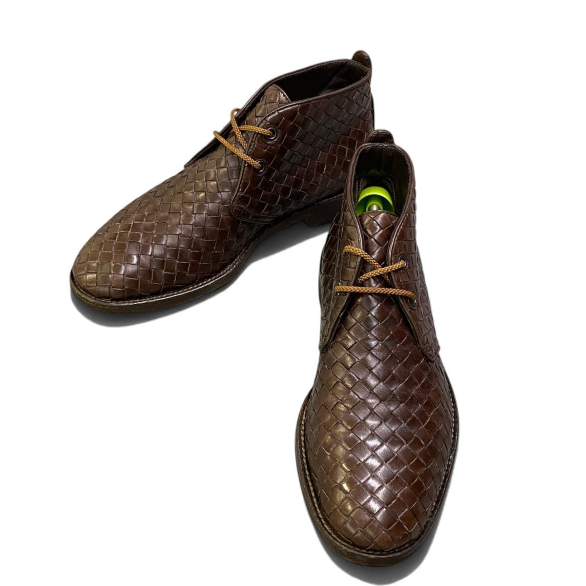 1j2 BOTTEGA VENETA ボッテガヴェネタ チャッカブーツ イントレチャート レザーシューズ イタリア製 38 1/2サイズ ブラウン レザー メンズ 男性用u02t
