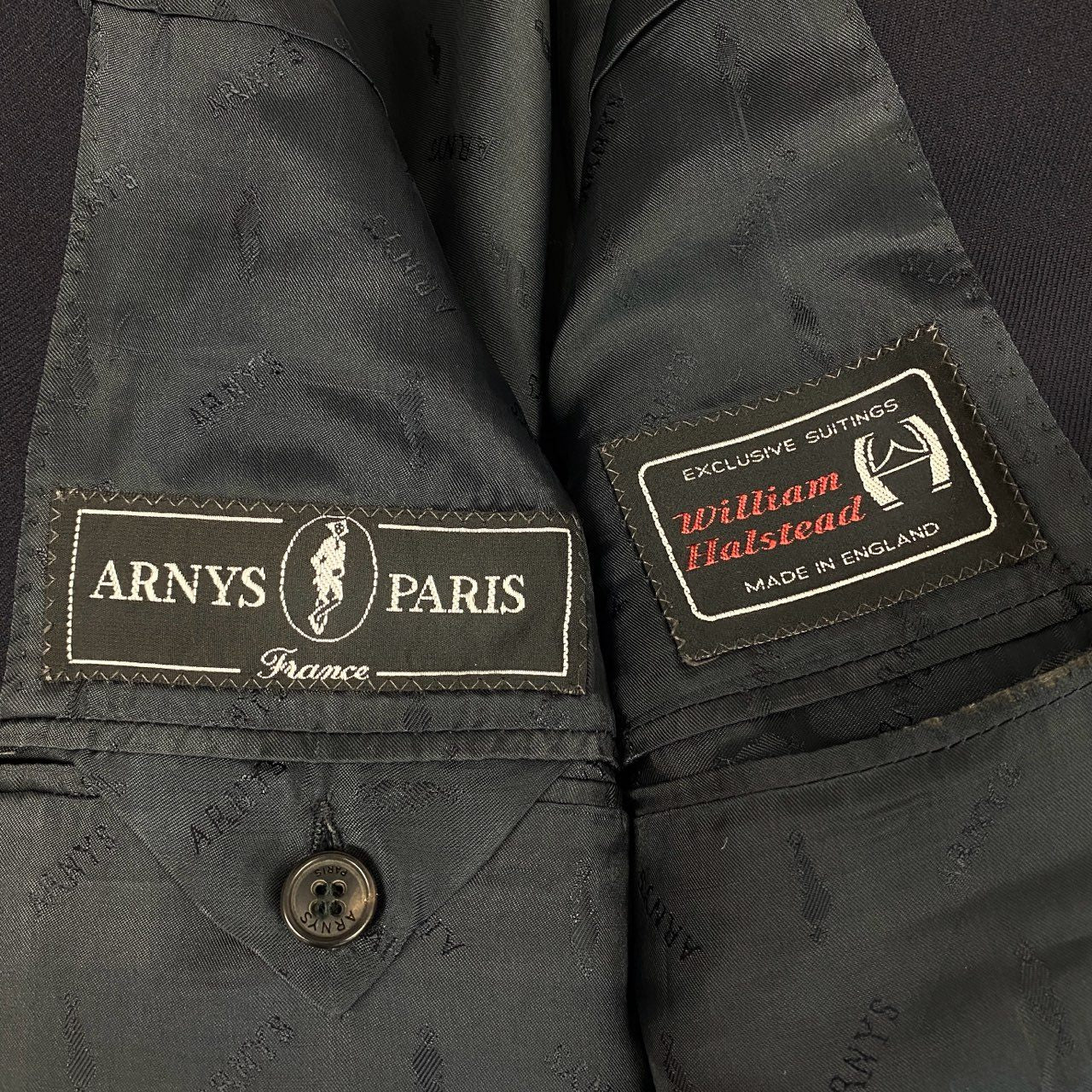 74k11 【美品】ARNYS PARIS アルニス テーラードジャケット ブレザー 三釦 フォーマル ビジネス 50サイズ ネイビー メンズu02t